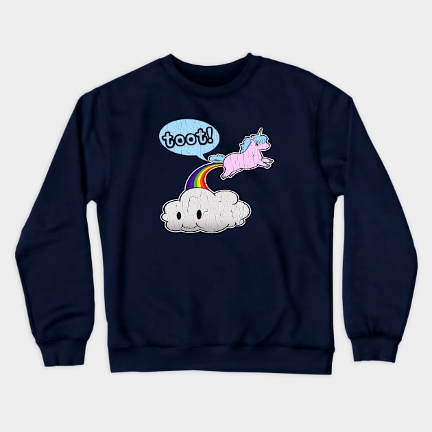 Funny Unicorn Toot! (vintage distressed look) Crewneck Sweatshirt by robotface